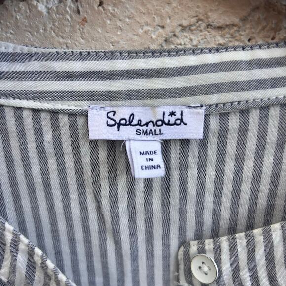 Splendid Organic Cotton Flowy Sleeve Pinstripe Blouse Size Womens Small - Picture 3 of 5